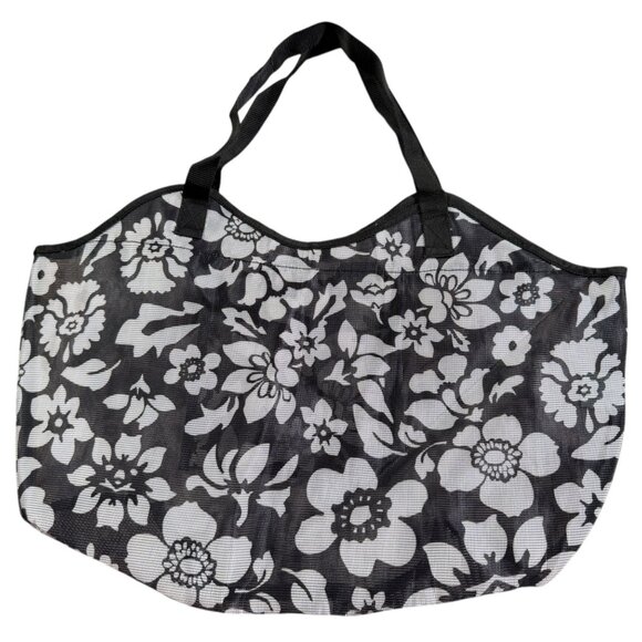Lot Mesh Tote Bags Floral Print 4 Colors Lg Lightweight Durable Beach Shopping - Picture 8 of 13